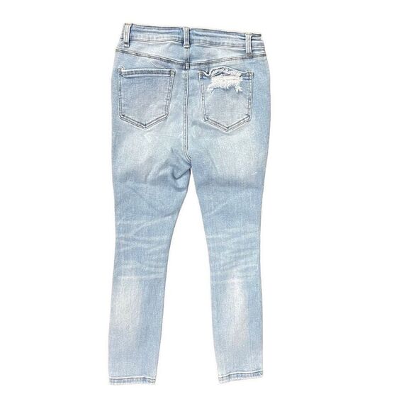 Wax Jean Junior’s Light Wash Super Distressed High Rise Skinny Denim Jeans 7/28 - Picture 7 of 12